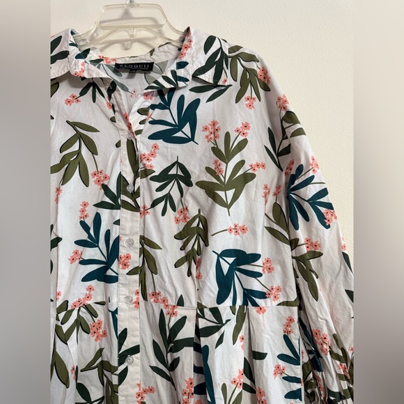 Eloquii Summer Pink Green Floral Print Dress Colorful Flutter Sleeve Sz 18 NWOT - Picture 3 of 4